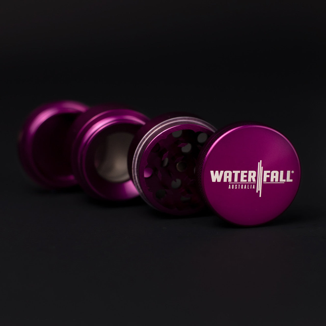 Waterfall 4-Piece Dry Herb Grinder with Removable Screen - Gloss (43mm) - Image 10