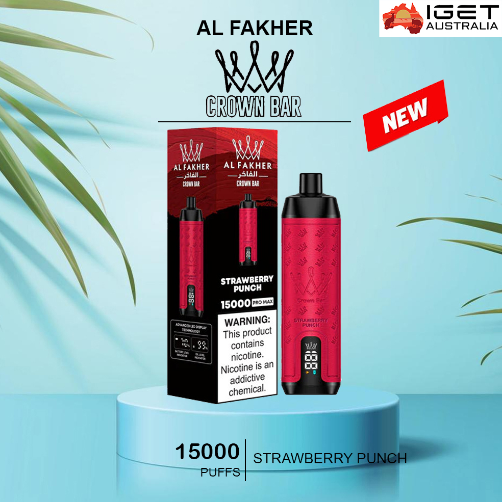 ALFAKHER CROWN BAR – STRAWBERRY PUNCH – 15000 PUFFS