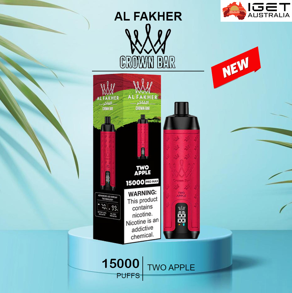 ALFAKHER CROWN BAR – TWO APPLE – 15000 PUFFS