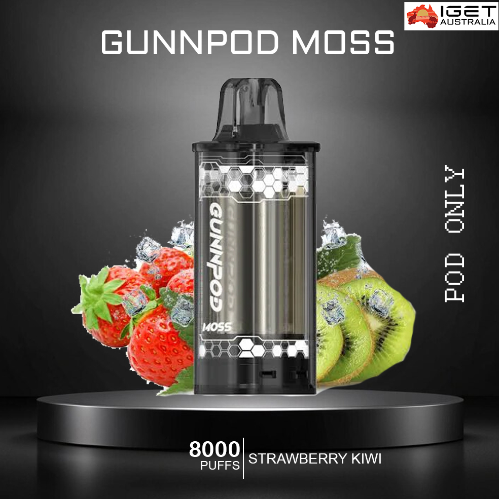 GUNNPOD MOSS – STRAWBERRY KIWI ICE – 8000 PUFFS – POD ONLY