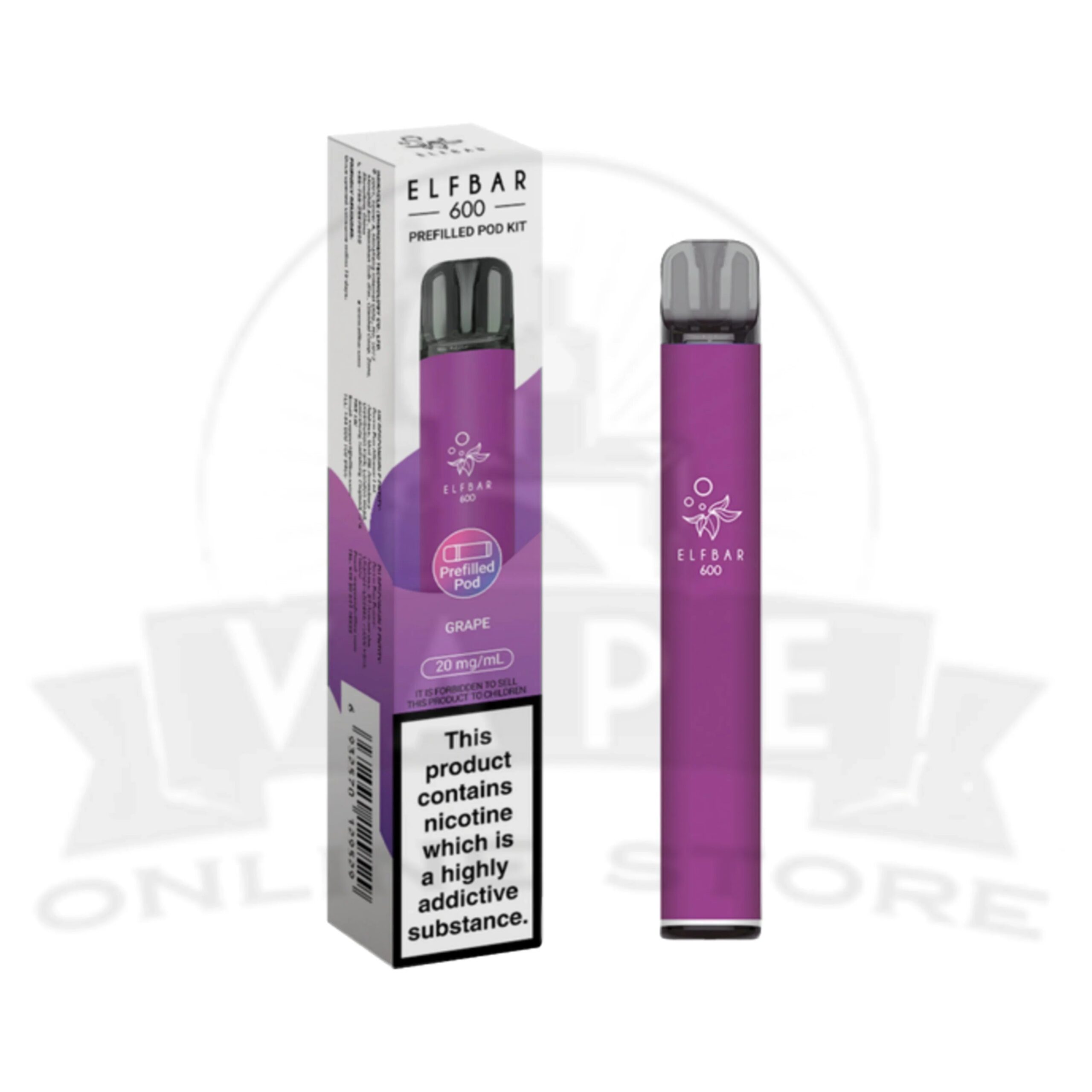 Grape Elf Bar 600 Puffs 20mg Reusable Vape Pod Kit